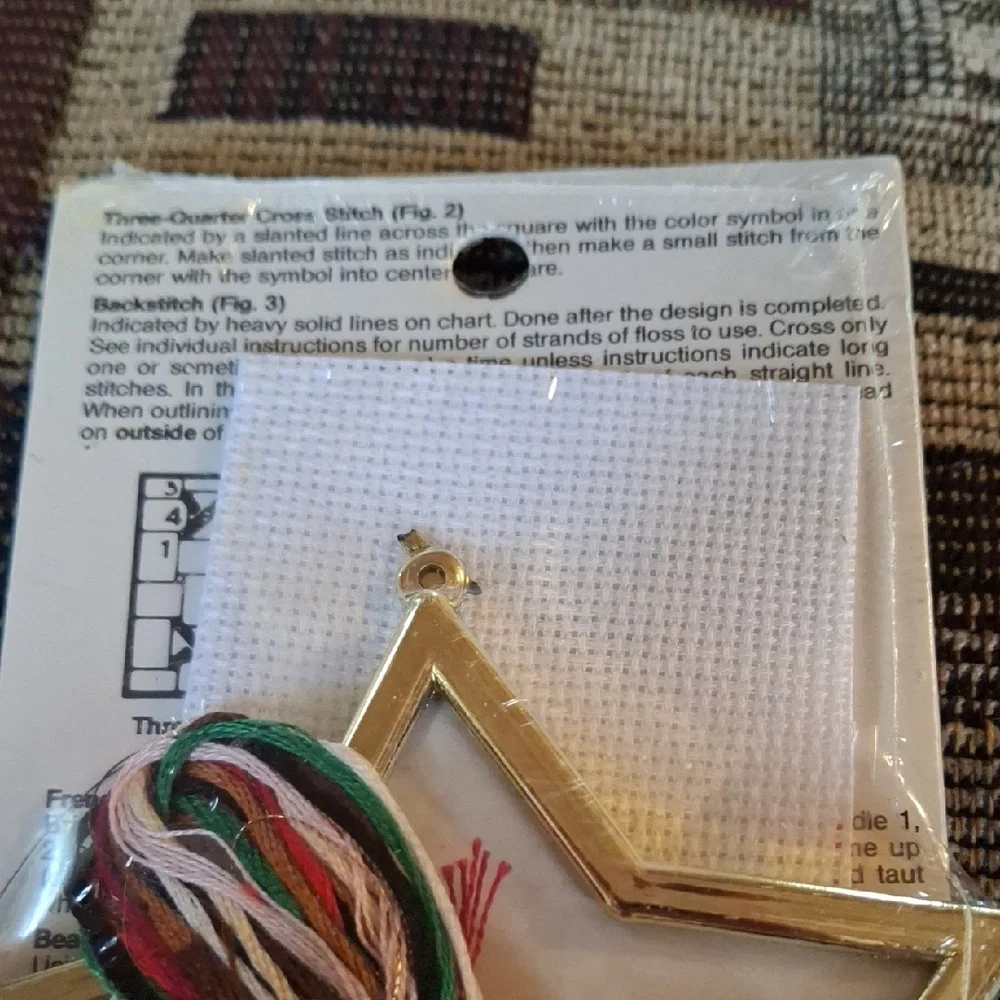 Christmas Ornament Kit - Pink Star Cross Stitch Vintage New In Package